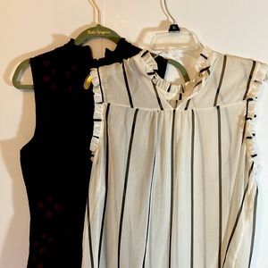 Who what wear Set of Two, black striped blouse poco dot print sheath dre…